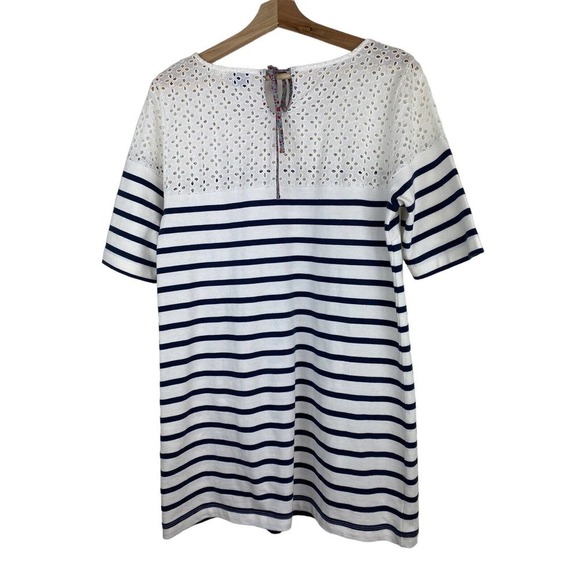 Anthropologie 9-H15 S'CL Size M White Eyelet Striped Shift Dress - Picture 3 of 6